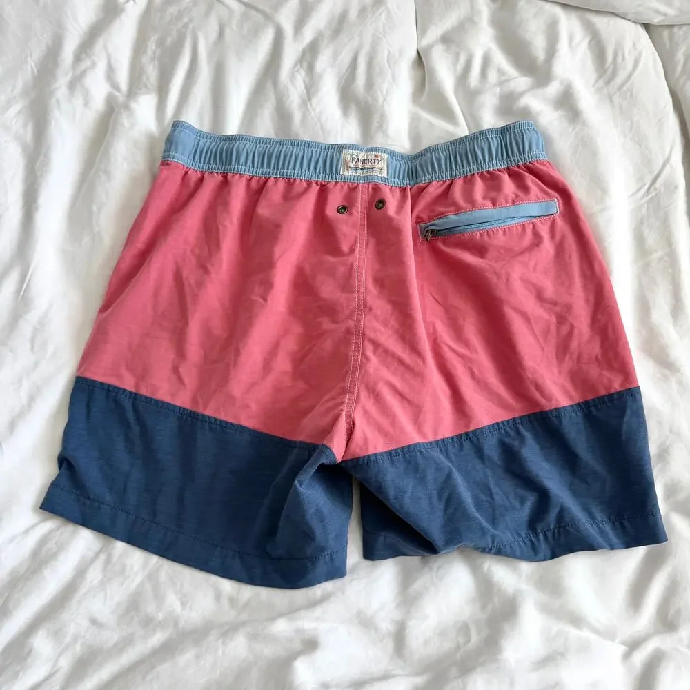 Faherty SEAWASH Color Block Swim Trunks Men’s Size XL